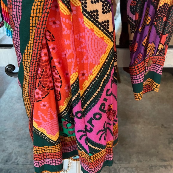 Women's FarmRio Dotted Patch Scarf Mini Wrap Dress, Sz L - Picture 6 of 7